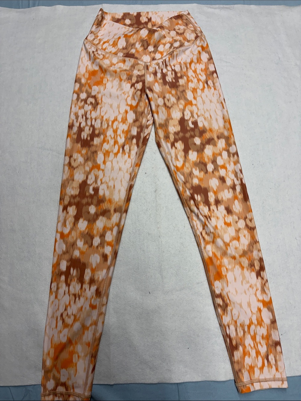 aerie 7/8 Orange & Brown Abstract Print High-Rise Leggings